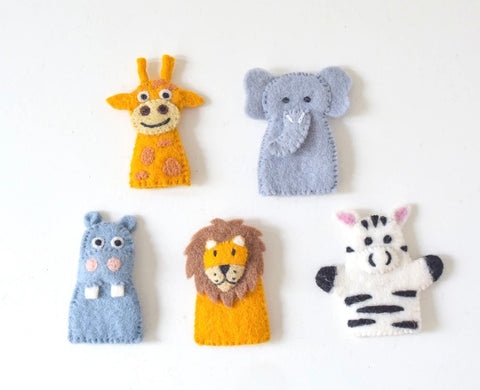 Safari Animals, Finger Puppet Set