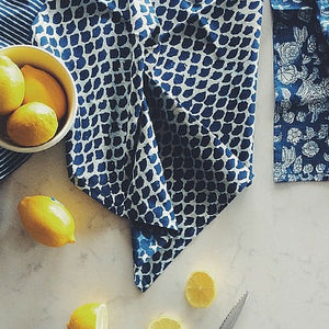 Indigo Fish Scales Hamptons Tea Towel