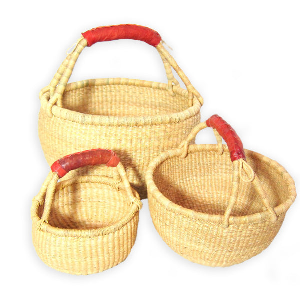 Large Round Bolga Basket – Natural