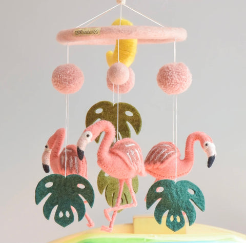 Nursery Cot Mobile - Pink Flamingo Tiki