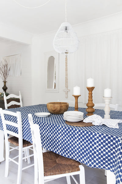 Indigo Dots Tablecloth (180x275cm)